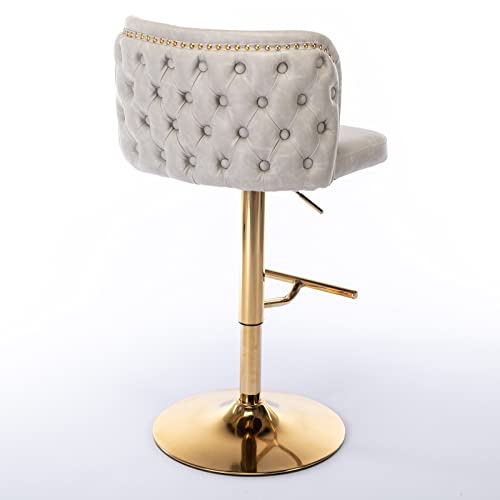 Adjustable PU Bar Stools for Home, Pub, and Kitchen Island - Beige