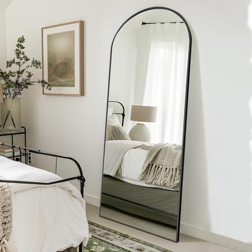 LETTY MASSAGE SERV Black Full-Length Floor Mirror, 64" x 25" with Stand