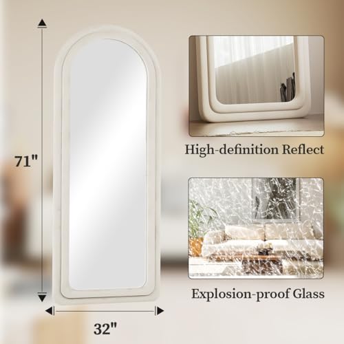 Koonmi 71"x32" Full-Length Flannel Floor Mirror with Stand