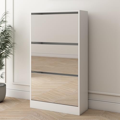 LETTY MASSAGE SERV Accent Shoe Cabinet with Drawers and Mirror