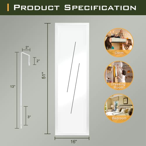 LETTY MASSAGE SERV Over-The-Door Mirror, Full Length for Bedroom, Dorm, Dressing Room