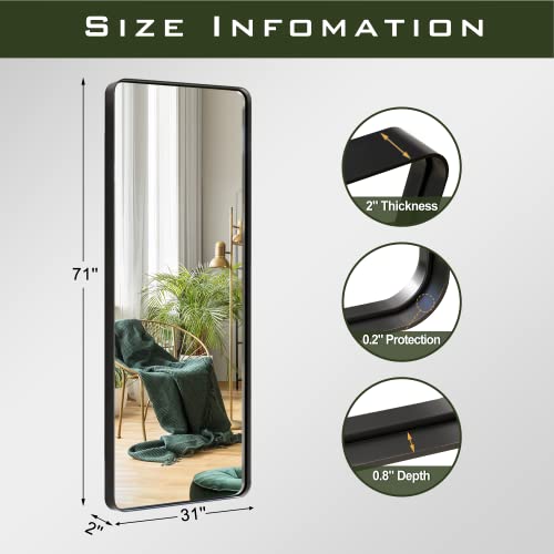 LETTY MASSAGE SERV 71x32 Inch Full Length Mirror, Alloy Frame Wall Mirror