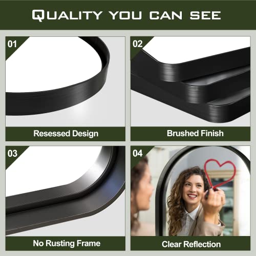 LETTY MASSAGE SERV Matte Black Arch Full Length Mirror for Bedroom, Bathroom, Living Room