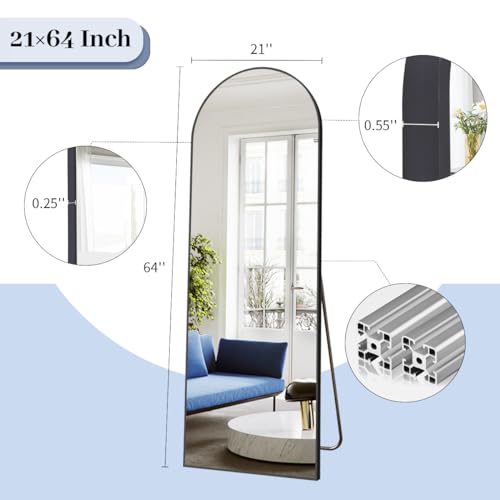 LETTY MASSAGE SERV 64"x21" Arch Floor Mirror, Black