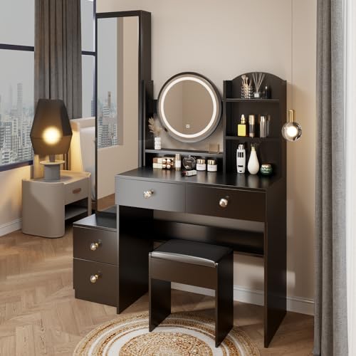  LETTY MASSAGE SERV Isabella-MV-00063-DX Makeup Vanity Desk with Full Body Mirror Cabinet