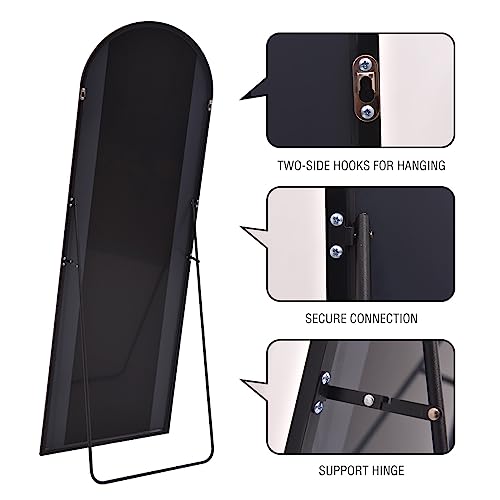 Black Freestanding Full Length Floor Mirror with Stand, 27"x71"