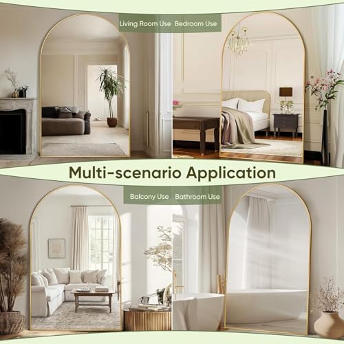 Gold-colored Full-Length 58x18 Arch Floor Mirror for Bedroom and Living Room