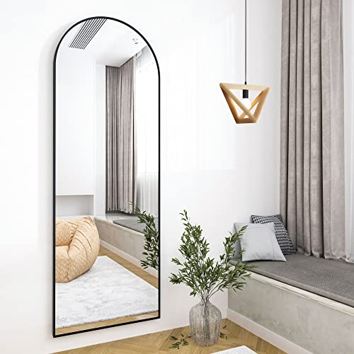 HARRITPURE Black 58"x18" Arched Full-Length Mirror for Home Decor