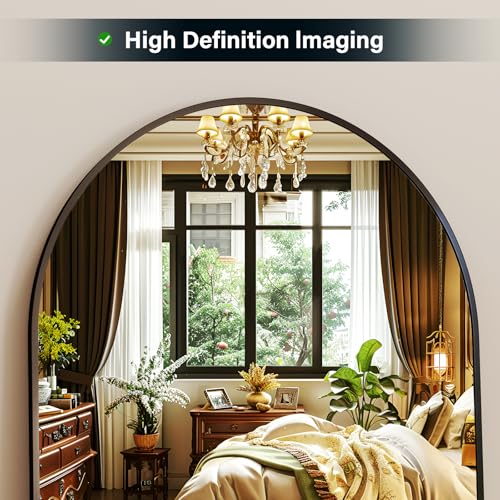 65"x22" Arched Full-Length Black Mirror for Bedroom & Living Room Décor