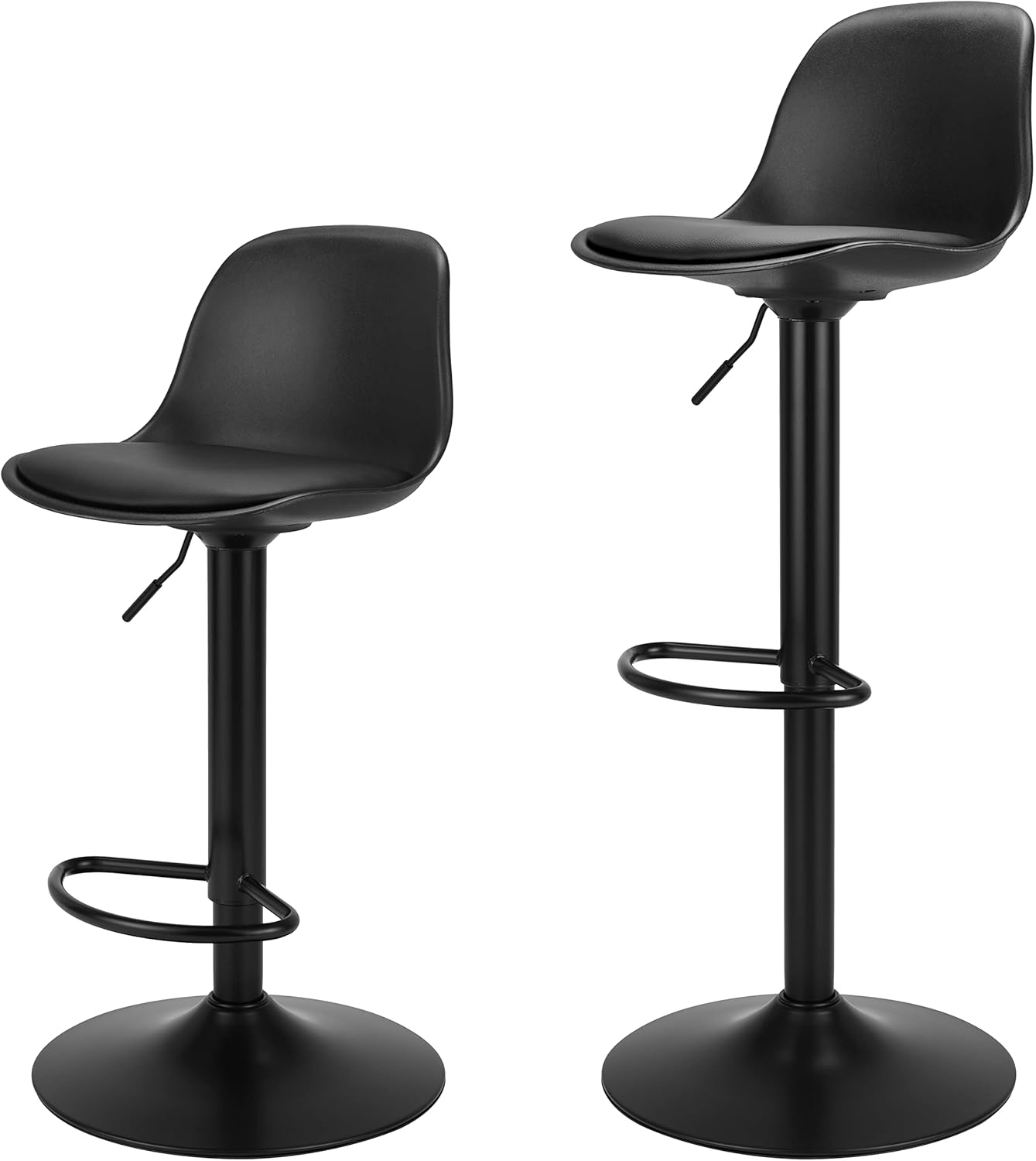 Finnhomy Bar Stools Set of 2, Swivel Barstools with Footrest and Ergonomic Back, Adjustable Counter Stools